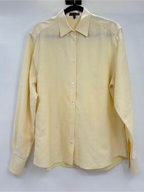 Audrey Talbott Women’s Yellow Button Up Textured Office Dress Top Shirt XL